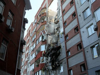 An apartment block is being damaged by the June 28 Russian missile attack in Dnipro, Ukraine, on June 29, 2024. Russian troops are attacking...