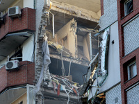 An apartment block is being damaged by the June 28 Russian missile attack in Dnipro, Ukraine, on June 29, 2024. Russian troops are attacking...