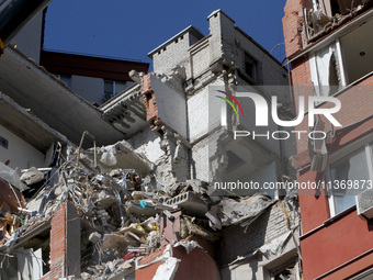 An apartment block is being damaged by the June 28 Russian missile attack in Dnipro, Ukraine, on June 29, 2024. Russian troops are attacking...