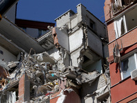 An apartment block is being damaged by the June 28 Russian missile attack in Dnipro, Ukraine, on June 29, 2024. Russian troops are attacking...