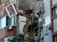 An apartment block is being damaged by the June 28 Russian missile attack in Dnipro, Ukraine, on June 29, 2024. Russian troops are attacking...