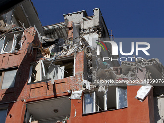 An apartment block is being damaged by the June 28 Russian missile attack in Dnipro, Ukraine, on June 29, 2024. Russian troops are attacking...