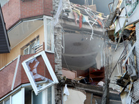 An apartment block is being damaged by the June 28 Russian missile attack in Dnipro, Ukraine, on June 29, 2024. Russian troops are attacking...