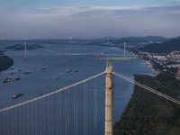 Ships are sailing on the Nanjing section of the Yangtze River in Nanjing, China, on June 29, 2024. (