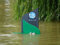 The Hankou Riverbank Park of the Yangtze River is flooding in Wuhan, China, on June 29, 2024. Heavy rain is continuing in Wuhan. (