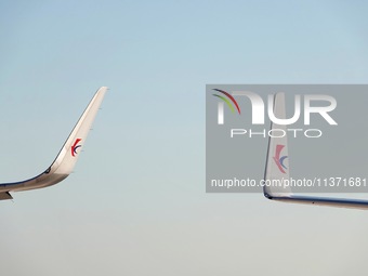 A China Eastern passenger jet is being seen on the tarmac at Yantai Penglai International Airport in Yantai, China, on June 28, 2024. (