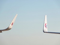 A China Eastern passenger jet is being seen on the tarmac at Yantai Penglai International Airport in Yantai, China, on June 28, 2024. (