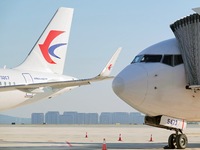 A China Eastern passenger jet is being seen on the tarmac at Yantai Penglai International Airport in Yantai, China, on June 28, 2024. (