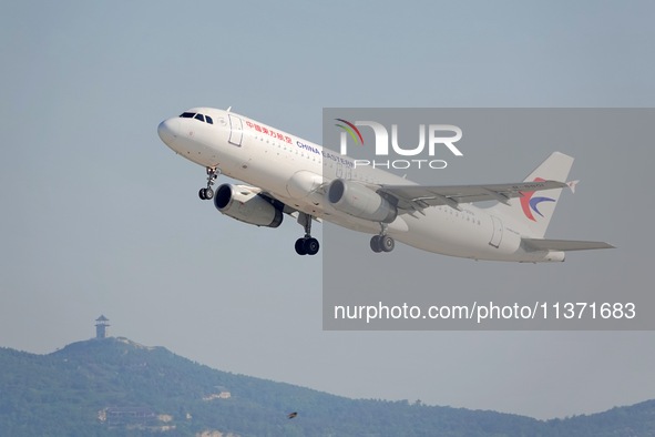 A China Eastern Airlines A320 is taking off from Yantai Penglai International Airport in Yantai, China, on June 28, 2024. 