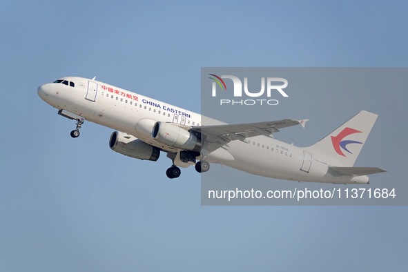 A China Eastern Airlines A320 is taking off from Yantai Penglai International Airport in Yantai, China, on June 28, 2024. 