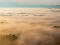 Advection fog is being seen in a mountain village in Chongqing, China, on June 30, 2024. (