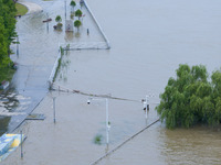 The water level of the Yangtze River is rising above the warning line in Nanjing, China, on June 30, 2024. (