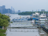 The water level of the Yangtze River is rising above the warning line in Nanjing, China, on June 30, 2024. (