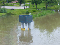 The water level of the Yangtze River is rising above the warning line in Nanjing, China, on June 30, 2024. (