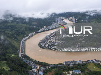 Waterlogging is occurring in Congjiang County, Guizhou Province, in Congjiang, China, on June 30, 2024. (