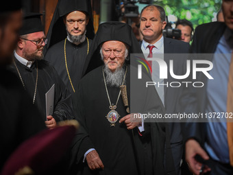 Ecumenical Patriarch Bartholomew of Constantinople is conducting morning liturgy at ''Sveta Nedelya'' cathedral in Sofia, Bulgaria, on June...