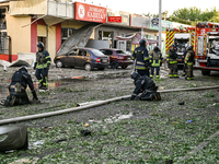 Rescuers are partaking in a response effort to the Russian missile attack in central Vilniansk, Zaporizhzhia region, southern Ukraine, on Ju...