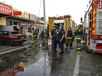 Rescuers are partaking in a response effort to the Russian missile attack in central Vilniansk, Zaporizhzhia region, southern Ukraine, on Ju...