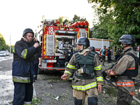 Rescuers are partaking in a response effort to the Russian missile attack in central Vilniansk, Zaporizhzhia region, southern Ukraine, on Ju...