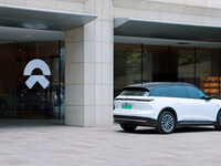 A new energy vehicle is being displayed at a NIO New energy vehicle store in Tianjin, China, on June 30, 2024. (