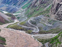 A view of the Duku Highway, known as one of the ''most beautiful highways in China,'' is being seen in Karamay, Xinjiang, China, on June 30,...