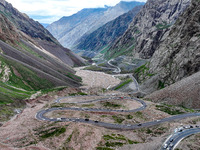 A view of the Duku Highway, known as one of the ''most beautiful highways in China,'' is being seen in Karamay, Xinjiang, China, on June 30,...