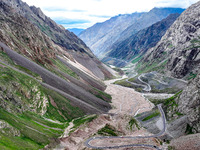 A view of the Duku Highway, known as one of the ''most beautiful highways in China,'' is being seen in Karamay, Xinjiang, China, on June 30,...