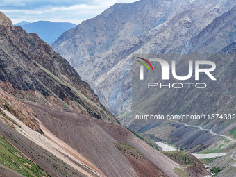 A view of the Duku Highway, known as one of the ''most beautiful highways in China,'' is being seen in Karamay, Xinjiang, China, on June 30,...