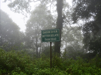 A signboard is being seen inside Singalila National Park in Darjeeling District, West Bengal, India, on June 29, 2024. (