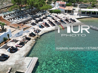 A view is showing Agia Marina in Symi, Greece, on July 1, 2024. (