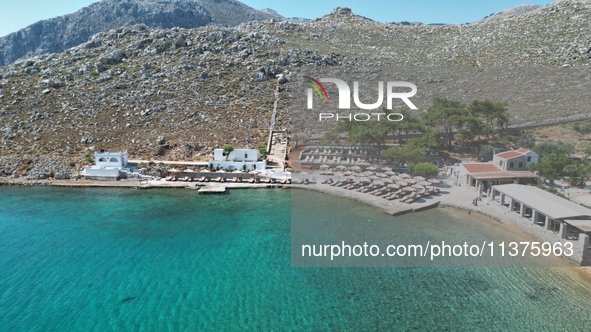 A view is showing Agia Marina in Symi, Greece, on July 1, 2024. 