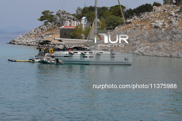 A view is showing Agia Marina in Symi, Greece, on July 1, 2024. 