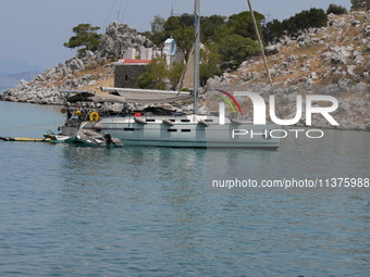 A view is showing Agia Marina in Symi, Greece, on July 1, 2024. (