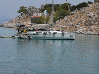 A view is showing Agia Marina in Symi, Greece, on July 1, 2024. (