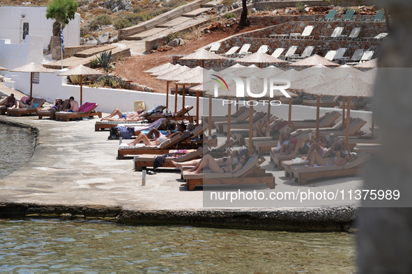 Tourists are enjoying the warm weather in Symi 