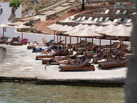 Tourists are enjoying the warm weather in Symi (