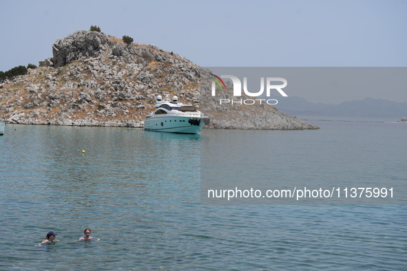 A view is showing Agia Marina in Symi, Greece, on July 1, 2024. 