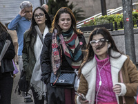 Pedestrians are facing a freezing winter morning on Avenida Paulista in Sao Paulo, on July 01, 2024. (