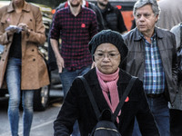 Pedestrians are facing a freezing winter morning on Avenida Paulista in Sao Paulo, on July 01, 2024. (