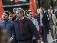 Pedestrians are facing a freezing winter morning on Avenida Paulista in Sao Paulo, on July 01, 2024. (