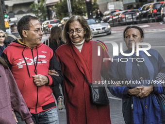 Pedestrians are facing a freezing winter morning on Avenida Paulista in Sao Paulo, on July 01, 2024. (