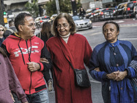 Pedestrians are facing a freezing winter morning on Avenida Paulista in Sao Paulo, on July 01, 2024. (