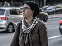 Pedestrians are facing a freezing winter morning on Avenida Paulista in Sao Paulo, on July 01, 2024. (