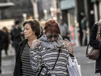 Pedestrians are facing a freezing winter morning on Avenida Paulista in Sao Paulo, on July 01, 2024. (