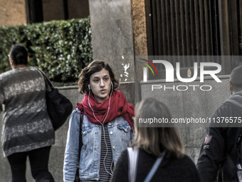 Pedestrians are facing a freezing winter morning on Avenida Paulista in Sao Paulo, on July 01, 2024. (