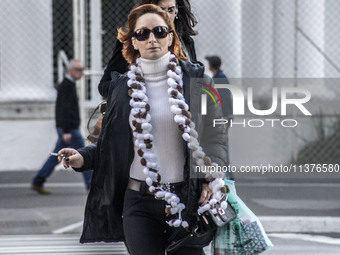 Pedestrians are facing a freezing winter morning on Avenida Paulista in Sao Paulo, on July 01, 2024. (