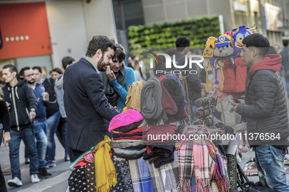 Pedestrians are facing a freezing winter morning on Avenida Paulista in Sao Paulo, on July 01, 2024. 