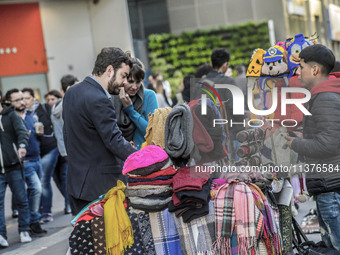 Pedestrians are facing a freezing winter morning on Avenida Paulista in Sao Paulo, on July 01, 2024. (