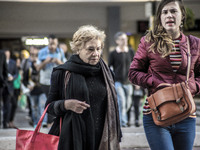 Pedestrians are facing a freezing winter morning on Avenida Paulista in Sao Paulo, on July 01, 2024. (