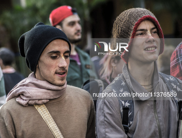 Pedestrians are facing a freezing winter morning on Avenida Paulista in Sao Paulo, on July 01, 2024. 